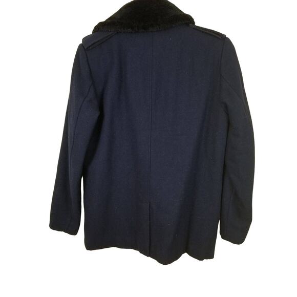 H & M Women's Navy Wool Blend Zippered  Coat size 6 Hip Length 12921/23-9clo - Picture 3 of 5